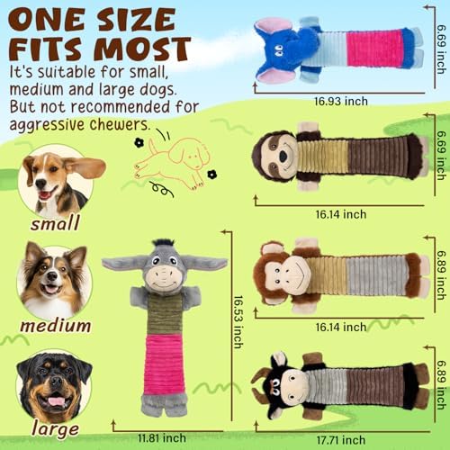 No Stuffing 5 Pack Dog Squeaky Toys, Chew with Crinkle to Large Puppy