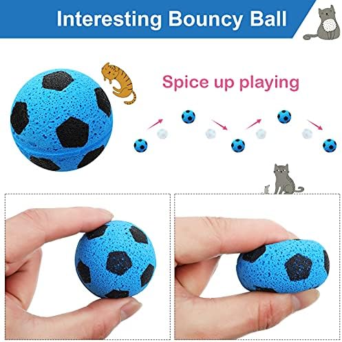 Skylety 32 Pcs Cat Soccer Ball Toys Foam Soccer Cat Toy Kitten Pet