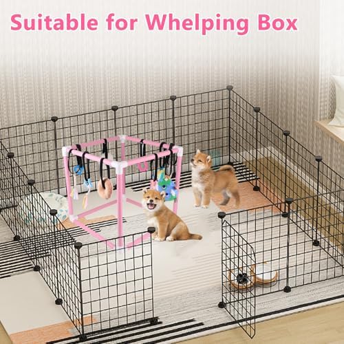 Puppy Play Gym with 10 Hanging Toys for Small Dogs Indoor Jungle Playground PVC Frame with Interactive Funny Enrichment Toys Dogs Activity Center Durable, Lightweight