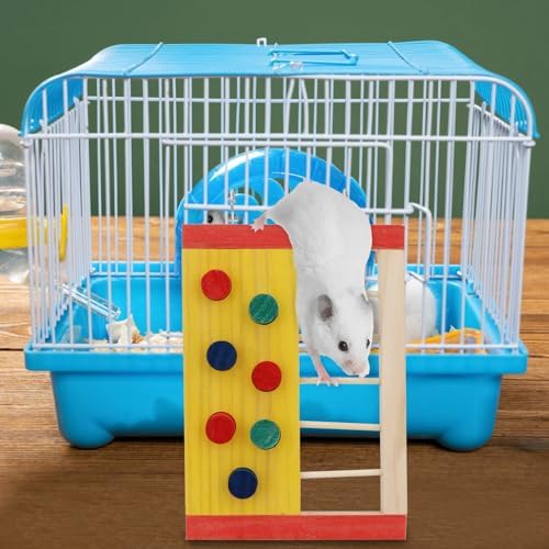 Hypeety Pet Hamster Colorful Wooden Climbing Wall and Ladder Molar for Dwarf Hamster Gerbil Rat Small Animal Toy Yellow