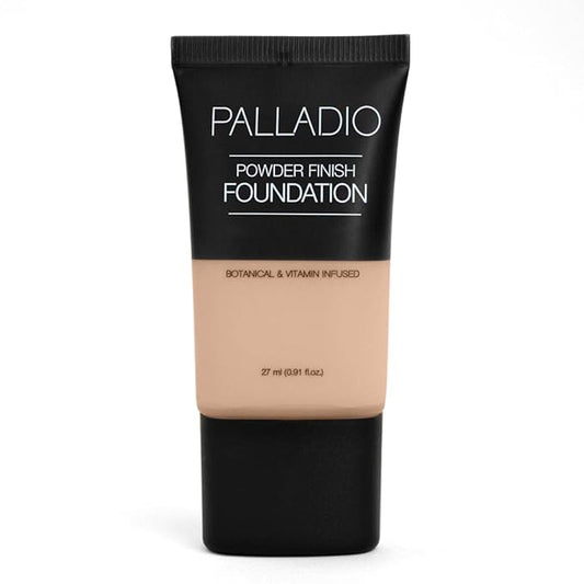 Palladio Powder Finish Liquid Foundation, Natural Matte Appearance, Reduces Fine Lines, Covers Large Pores, Hides Imperfections, All Day Wear, Sheer to Medium Coverage, Honey