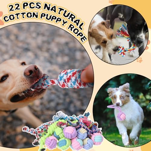 Syhood 60 Pcs Squeaky Dog Toys Bulk Plush Rope, Multicolor, Lovely Style