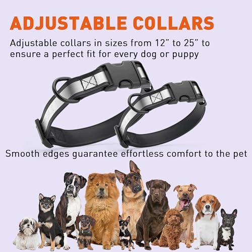 Dogline BioThane Reflective Dog Collar – Waterproof Heavy Duty Dog Collars – High Visibility Quick Release Dog Collar with Sturdy Buckle – Fun Modern Colors – Comfortable and Safe
