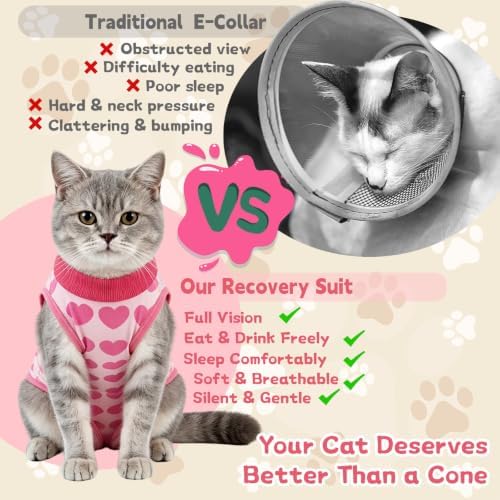 EMUST Cat Surgery Recovery Suit Female, Kitten Onesie for Abdominal Wounds