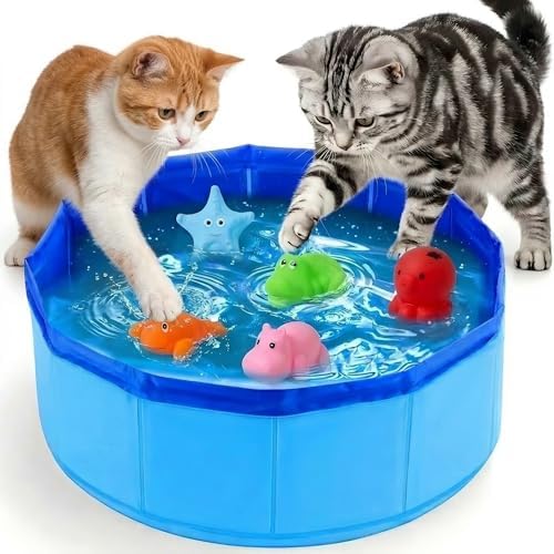 Interactive Cat Water Mat with Fish Toy, Self Play Aqua Toys for Bored Indoor Cats, Stimulating Enrichment Toys for Cats & Ferrets, Portable Cat Water Pool