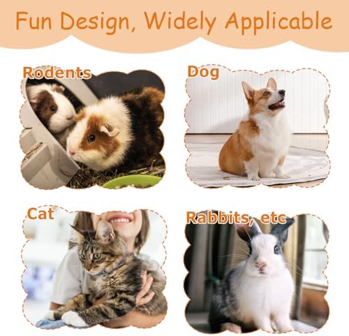 3Pcs Guinea Pig Toys, Washable Guinea Pig Slow Feeder Treat Dispenser Toy, Boredom Relief and Foraging Fun(Yellow, Orange, Blue)