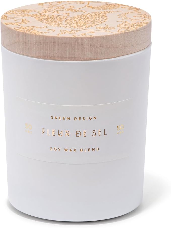 Skeem Print Block Fleur de Sel Scented Candle - Lavender, Lemon and Orange Oil Blend - Soy Wax, All Natural Oils - Aromatherapy Candle