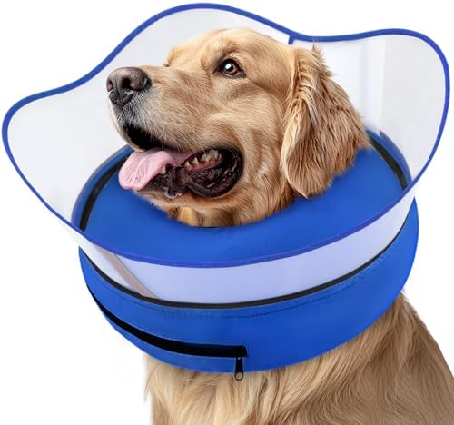 Supet Raised Inflatable Dog Cone Collar to Stop Licking, Soft Dog Cone Alternative After Surgery, Pet Neck Donut Collar for Small Medium Large Dogs