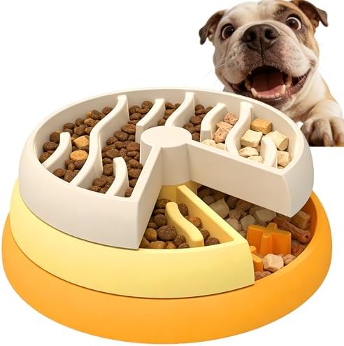 Slow Feeder Dog Bowl - 3-Tier Rotating Interactive Dog Puzzle Toy for Mental Enrichment & IQ Training - Anti-Gulping Bloat Stop Dog Feeder for Small & Medium Dogs and Cats, Food-Grade & Non-Slip