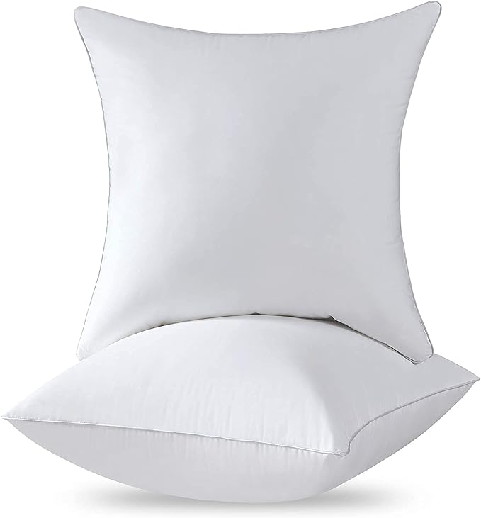 Qeils 22 x 22 Pillow Inserts Set of 2 White Throw Pillow Inserts with Soft Polyester Cover - Rectangle Square Interior Sofa Pillow Inserts Decorative Pillow Insert White Couch Pillow