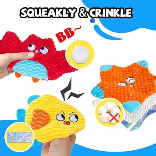 Squeaky No Stuffing Dog Toys 10 Pcs,Crinkle Dog Toys for Small Medium Breed