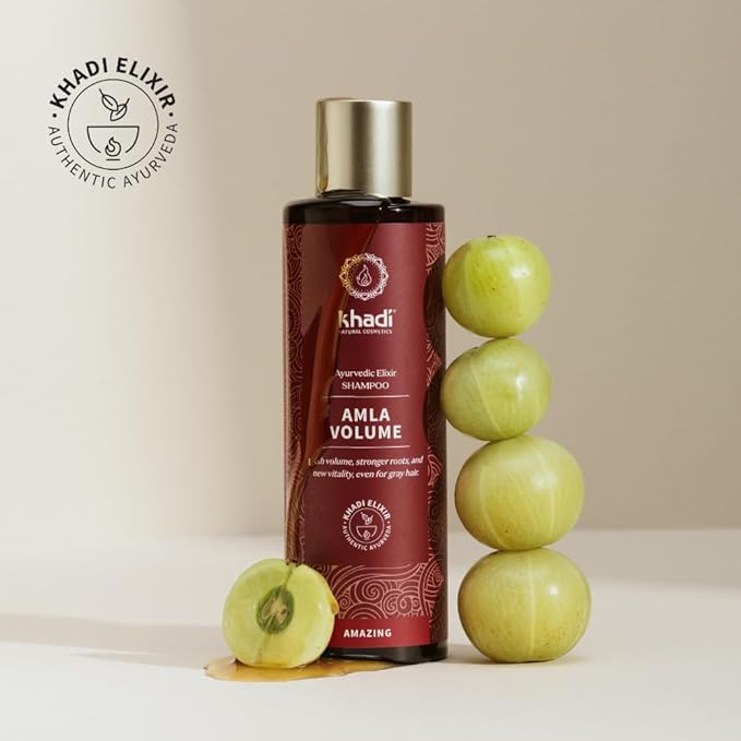 KHADI AMLA VOLUME Ayurvedic Shampoo - Powerful hair & volume through strong hair roots - 100% natural, vegan, silicone & sulfate-free - 6.7 fl oz