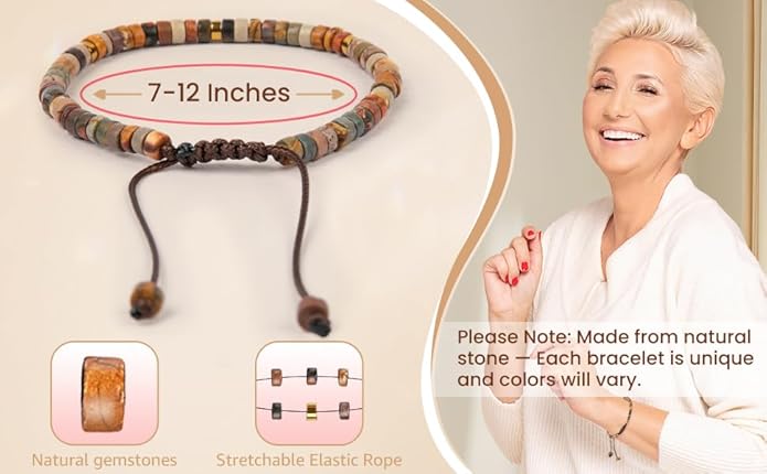 Inspirational Gifts Bracelets for Women: Valentines Mothers Day Birthday Gifts for Women Friends Sister Mom - Healing Natural Stone Beads Bracelets Thinking of you Get Well Soon Gift for Women