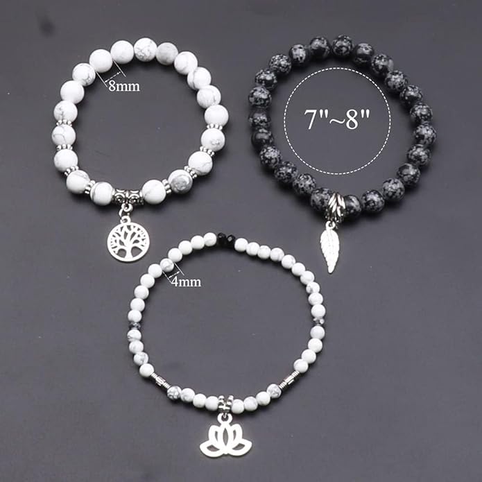 UEUC Tree of Life Yoga Healing Stone Bracelets,Multilayer Lotus Chakra Stone Reiki Bracelet Sets,Anxiety Crystal Natural Stone,for Women Stress Relief