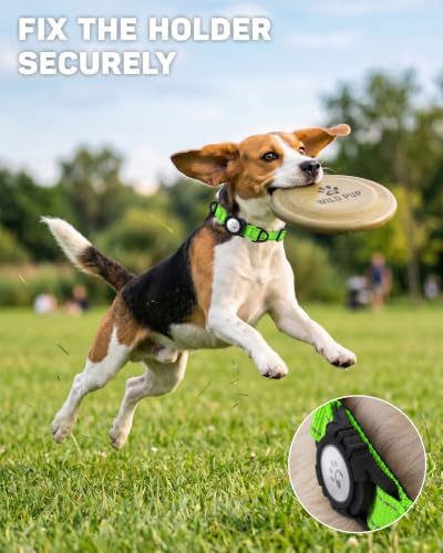 Padded Dog Collar with Waterproof Holder Compatible with Airtag