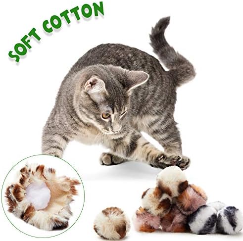 Weewooday 12 Pcs Large Fuzzy Cat Pom Pom Balls Plush Toys, Pink, Leopard