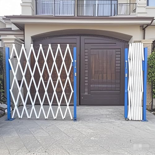 Retractable Industrial Folding Security Gate Accordion Barricade Scissor Door for Schools & Warehouses Mobile Traffic Barrier with Casters (120x300cm/47.2x118.1in)