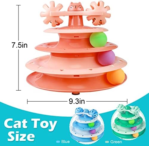 UPSKY Cat Toy Roller 4-Level Turntable with Colorful Balls and Bell Ball | Puzzle Kitten Toys, Sturdy Structure, Detachable Design, Easy to Assemble, Anti-Slip, Reduces Boredom for Indoor Cats