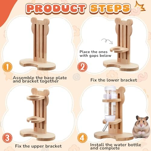 18 Pcs Hamster Cage Accessories, Silent Hamster Wheel 15 Toys Set