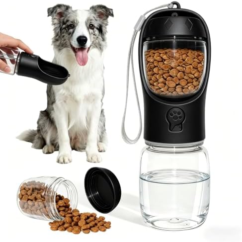 Portable Dog Water Bottle with Food Container, Drinking Bottle for Travel