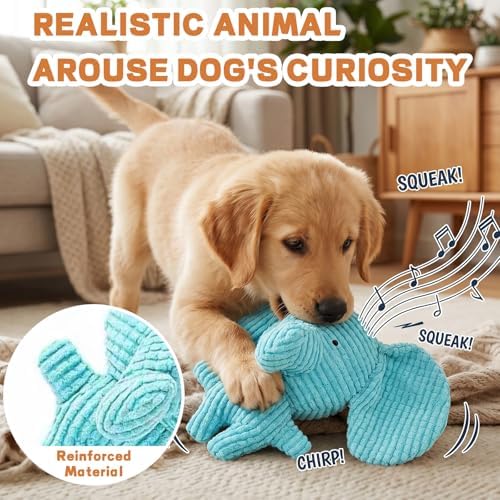 6 Pack Squeaky Dog Toys, Durable Stuffed Plush Chew Toys, Tough Plush Animal Dog Toys for Small Medium Large Dogs, Keep Dogs Busy, Premium Interactive Chew Toys for Puppies & Adult Dogs