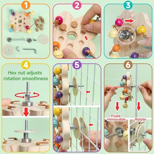 Mygeromon Bird Toys for Parakeets Interactive Spinning Cage Accessories