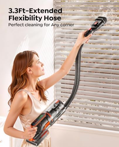 Cordless Vacuum Cleaner, 650W/55Kpa/70Mins Stick Vacuum Cleaners for Home | 180° Foldable Wand &3.3Ft Hose, Touch Screen, AUTO-Mode, Wall Mount Charging, Fragrance, Vacuum for Floor/Carpet/Pet Hair/Car