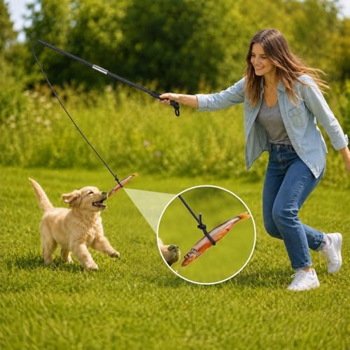 Flirt Pole for Dogs Heavy Duty - Upgraded 33" Detachable Dog Pole Toy with 5 Varied Lures, Includes XL Carry Bag