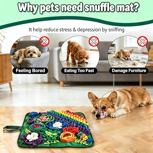 Snuffle Mat for Dogs & Cats 17.7in, Pet Treats Slow Feeding Mat