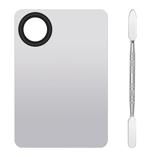 Stainless Steel Cosmetic Makeup Palette,Foundation Spatula,Makeup Mixing Foundation Nail Mixing Palette,Professional Cosmetic Mixing Makeup Palettes Spatula Makeup Artist Tool（1 Pcs）