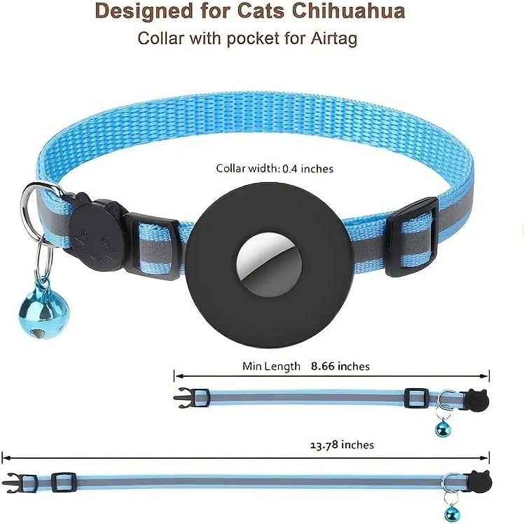 Smart Dog Cat Collar with AirTag Holder - Receive Email Notifications When Your Dog is Found (Small Pets Dogs Cats) - Orange Color
