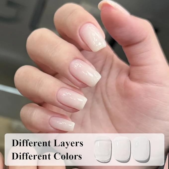 COSMOO 12ML Milky White Quick Dry Nail Polish, Jelly White Nail Lacquer for Nail Art Varnish