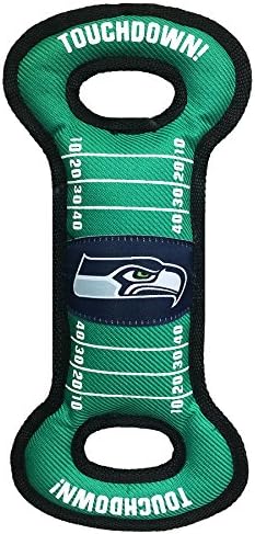 NFL Football Field DOG TOY with Squeaker. - SEATTLE SEAHAWKS - For Tug, Toss, and Fetch. - Tough & Durable PET TOY