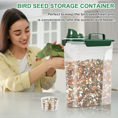 TBMax 10 Lbs Cat Dog Food Storage Container, 2026 Upgraded Large Pouring Container for Pet Food Storage, Bird Seed Dispenser, Portable Travel Kibble Holder -Dark Green