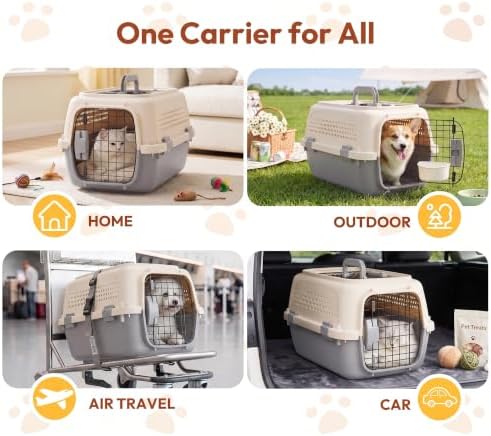 23 Inch Portable Hard-Sided Dog Cat Carrier, Airline Approved Travel Crate