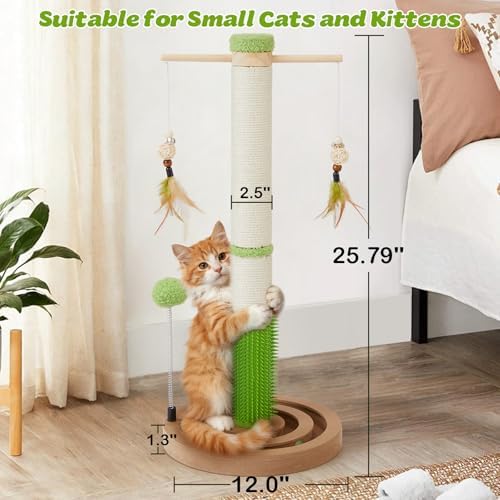 25.79" Cat Scratching Post Tower for Kittens, Sisal Small Cat Scratch Post