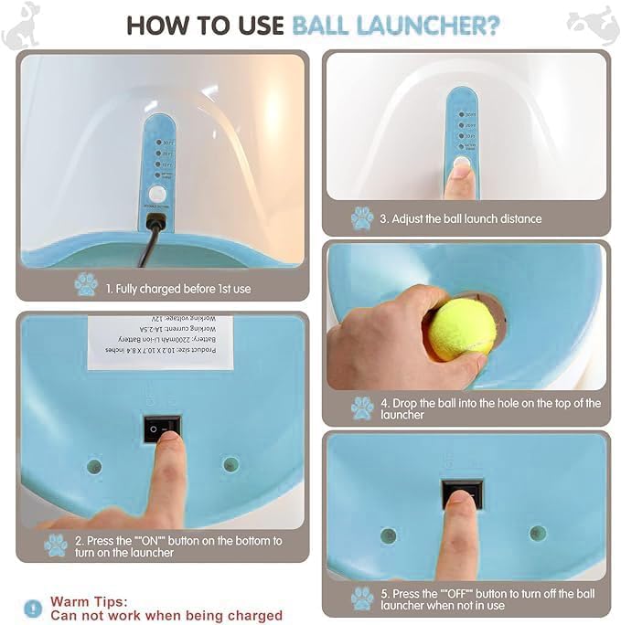 MEKAPLE Automatic Dog Ball Launcher, Dog Ball Thrower Machine with 10-30Ft 3 Launching Distance, Interactive Toys for Small-Medium Dogs Indoor & Outdoor with 15 Mini Tennis Balls (2 inch) -Blue