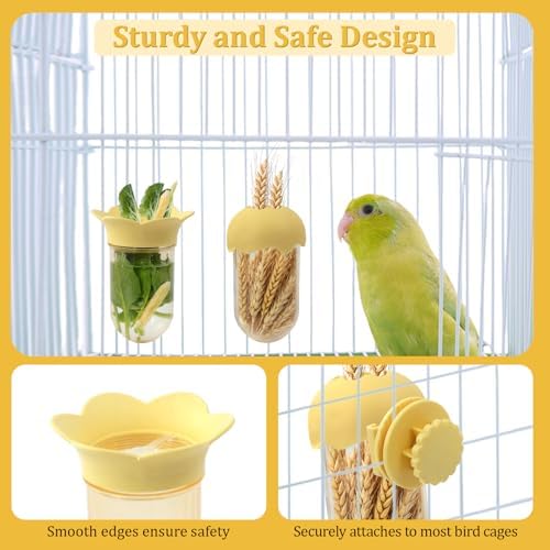2 PCS Bird Food with Water Storage Design, Hanging Birds Feeder (Yellow)