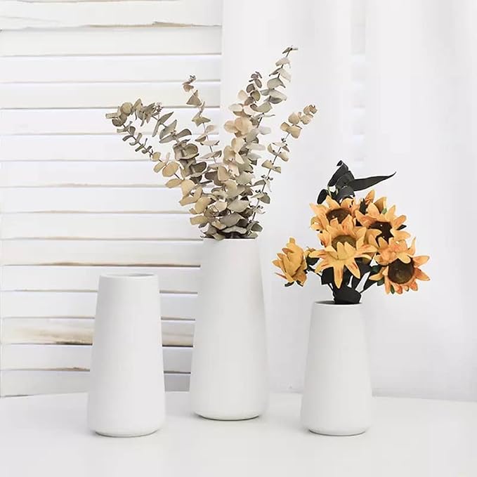 Premium Quality Large Ceramic Vase - 9 Inch Flower Vase for Home, Farmhouse, Modern, Bohemian Decor