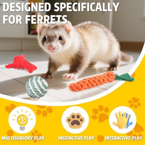 15 Pack Ferret Toys, Ferret Chew Toys, Interactive Toys with Bell Balls