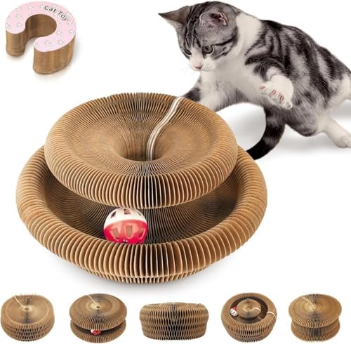 Magnetic & Reversible Cat Cardboard Scratcher Cat Toys, Pink