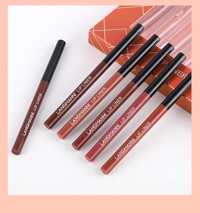 Jolilab 12Pcs Matte Lip Liner + Liquid Lipstick Set, One Step Velvety Nude Lip Stain Waterproof Long Wear High Pigment Lip Makeup Gift Set（Set A