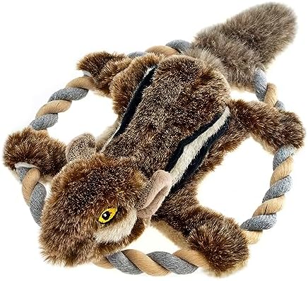 RUFFIN' IT Woodlands, Plush Chipmunk Dog Toy with Rope Chew Ring, 11.5 in