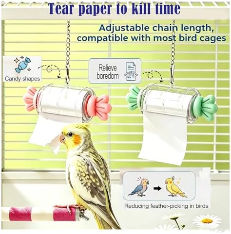 Bird Shredding Toy with Paper Roll for Cockatiels Conures Parakeets