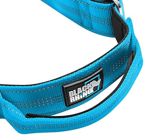 Black Rhino - Tactical Dog Collar Ultra-Soft Neoprene Padded Dog Collars for Medium, Large, XL Dogs | Heavy Duty Metal Buckle | Padded Handle for Dog Training (Large, Sport Blue)