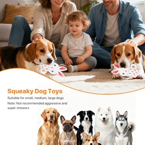 Easter Dog Toys with Squeaker for Large Breed Interactive Dog Chew Toys for Puppies Small and Large Dogs Easter Rabbit Squeaky Dog Easter Gifts Training and Reduce Boredom (Cup Rabbit