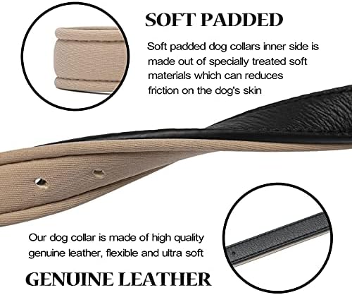 Leather Dog Collar for Small Medium Large Dogs Soft Waterproof Padded Puppy Collars
