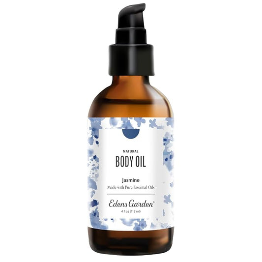 Edens Garden Jasmine Body Oil – Bath, Body & Massage Oil with Pure Essential Oils & Vitamin E, Moisturizing Floral Aromatherapy for Skincare, 4 fl oz (118 ml)