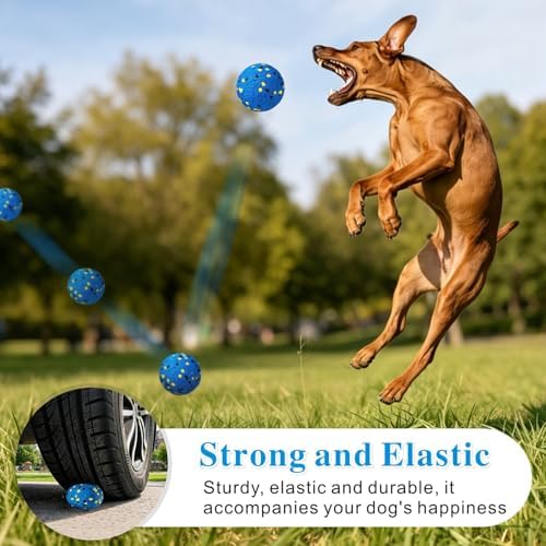 Idepet Dog Toy Ball Tennis Balls for Aggressive Chewers,Nontoxic Bite Resistant Toys ETPU High-Bounce Floating Fetch Toys for Teething for Small Medium Dogs (Blue&Blue, 4 Balls-2.75in)