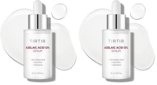 TIRTIR Azelaic Acid 12% Serum for Blemish-Prone Skin - Lightweight Hydrating Formula with Zinc PCA & Hyal-ZIP, Non-Comedogenic, Fragrance-Free, 30ml / 1.01 Fl Oz (Pack of 2)